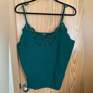 SHEIN Teal Scallop Laser‑Cut Cami Top